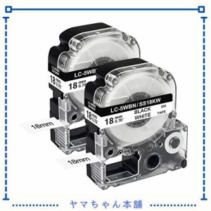 UNOKA キングジム テプラ 18mm 白 黒文字 互換 テプラ テープ 18ｍｍ 強粘着 カートリッジ SS18K ラベルライター SR-GL1 PROテープ 18mm*