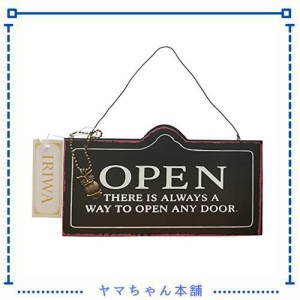 IRIWA ドアプレート オープン クローズ お店看板 ビンテージ風 木製 OPEN CLOSED？両面　アンティーク 吊り下げ？かんばん ベージュ　ブ