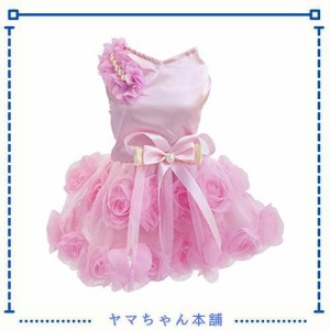 犬のドレス高級子犬のスカート犬の服プリンセスドレス結婚式のイブニングドレスツツスカートローズフラワーボウノットドレス小さな犬の女