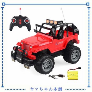 電動RCカーオフロード おもちゃの車 ラジコンカー 無線操作 リモコンカー 非常にクールなデザイン 子供の好きなギフト 1/18 (充電式 赤)