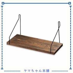 ウォールシェルフ 天然木 壁掛け棚 取付簡単 本棚 DIY 木製 飾り棚 シンプル ワイヤー付け 収納便利 (ブラウン, 35cm)