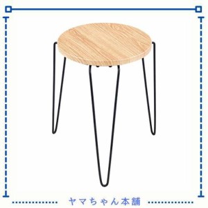 CO-Z サイドテーブル ミニテーブル 丸テーブル Φ33cm 木製トップ 金属フレーム リビング パティオ ソファサイド 丸型 ナイトテーブル コ