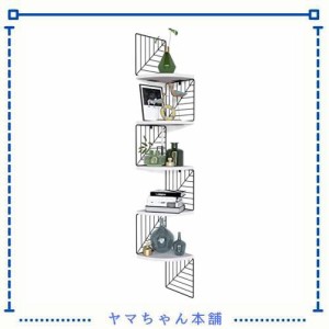 Love-KANKEI コーナーシェルフ ウォールシェルフ コーナー棚 コーナーラック 壁掛け棚 5段 ウォールラック 収納棚 ネジ付き 天然木製 (ホ