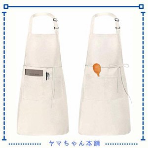 [ZHUOAI] 高？品質エプロン2枚カフェメンズ女性用シンプルおしゃれかわいいエプロン料理キッチン防水防汚なシェフエプロン家庭業務作業用