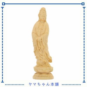 EXCEART 仏像 観音像 観音菩薩 立像 木彫り 観音彫刻 装飾 仏教 小さい
