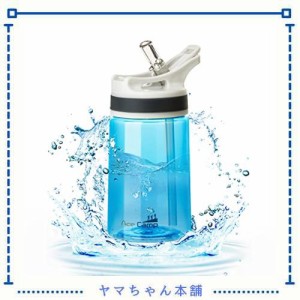 AceCamp BPAフリー 子供 水筒 プラスチック、ストロー付き、TRITAN製 クリアウォーターボトル 350ml、ブルー