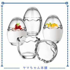 NUOLUX プリンカップ 耐熱ガラス プリン容器 プリン型 蓋付き 4個 ミニ ヨーグルトカップ 卵殻型 カバー付き 透明 デザート お菓子 カッ