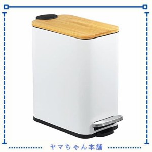 ゴミ箱 ふた付き 5L スリム ペダル式 ゴミ箱 角型 竹蓋 おしゃれ ごみ箱 消臭 密閉 音無し キッチン/リビングルーム/トイレ/バスルーム/