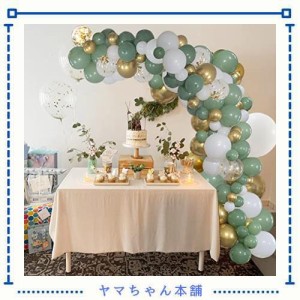 バルーン 風船 バルーン 飾り付け セット 誕生日 バルーン 祝い風船 バルーンアーチ 140個 豪華で大容量 緑白 スパンコール紙吹雪 バルー