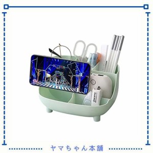 ペン立て デスクオーガナイザー 収納ケース スマホスタンド付き リモコンラック 卓上収納ボックス 多機能 大容量 文房具 リモコン 化粧品