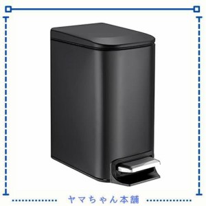 ゴミ箱 ふた付き ペダル式 6L おしゃれ スリム ごみ箱 ステンレス製 音無し 密閉 トイレ/バスルーム/キッチン/リビングルーム用 (黒)