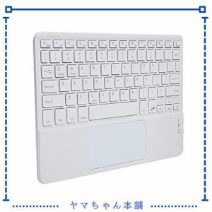 ワイヤレス キーボード タッチパッド付き キーボード bluetooth ワイヤレス 薄型 無線 充電式 多機能 10インチ USB Type C(ホワイト)