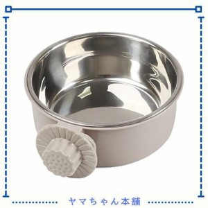 ペットボウル 固定 ペットぶら下げボウル ペット食器 ステンレス製 餌入れ 猫 犬 小動物用 食器 給水器 (M)