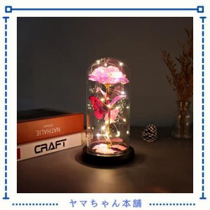 バラ 造花 枯れない花 24Kゴールドリーフローズ 暗闇で光るバラ 蝶の装飾とLEDストリングライト 電池式 薔薇 花束 バレンタインデー 母の