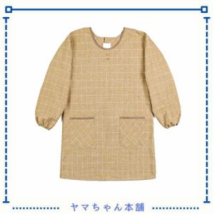 [Poweforest] 割烹着 オシャレ かわいい ポケット付き 袖付きエプロン さらりと軽い 動きやすい女性用 人気アイテム 保育士 介護士 ガー