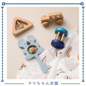 let’s make ラトル ガラガラ 木製 赤ちゃん 知育玩具 おもちゃ 木 ４点セット ベビー ギフトセット 出産祝い 女の子 人気ランキング プ