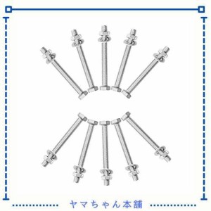 Ohamtes 10 Pcs、SUS304 M6 x 50mm六角ヘッドボルトねじ、強さグレードA2-70 (グレード5.8) 、完全にねじ込み無地仕上げ