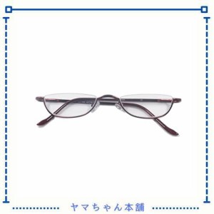 [Henghao] 老眼鏡 10度数選択可能 半月型メタルフレーム メガネ 携帯用 おしゃれ リーディンググラス シニアグラス H6020 (ワイン, 2.00)