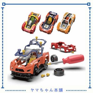 INVINZER 車 おもちゃ 組み立ておもちゃ DIY車セット レースカー組立セット フリクションカー 大工さんごっこおもちゃ 電動ドリル 自由に