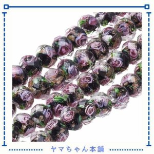 OLYCRAFT 約60個 ガラスビーズ ランプワーク バラビーズ カットビーズ 花 直径約9~10mm スペーサービーズ ファセット DIY 用 手芸 ジュェ