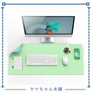 マウスパッド 大型 グリーン PUレザー デスクマット 80 cm x 40 cm 両面 防水 オフィスデスクパッド テーブルマット ラップトップマット 