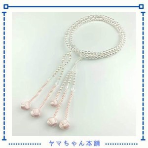 妙蓮花 創価学会用数珠 念珠 SGI数珠 女性用 Mサイズ ＰＣパール アクリル製水晶仕立 ２色手毬房 (ホワイトパール)