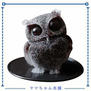 YUYAKESHIふくろう 置物 マスコット オブジェ かわいい ミニ 梟 玄関 庭 さざれ石入れ 天然石 フクロウ インテリア 樹脂 装飾 小物 マッ