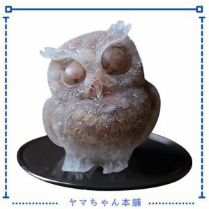 YUYAKESHIふくろう 置物 マスコット オブジェ かわいい ミニ 梟 玄関 庭 さざれ石入れ 天然石 フクロウ インテリア 樹脂 装飾 小物 マッ