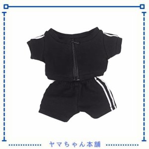 niannyyhouse 20cm人形の服 綿人形の服 スポーツウェア 着せ替え 上着 ズボン 人形ベビー服 ぬいぐるみ 用 (black)