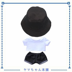 niannyyhouse ぬいぐるみ 用 20cm人形の服 帽子+Tシャツ+ズボン 3点セット 着せ替え フィッシャーマンズハット 白Tシャツ ジーンズ 人形