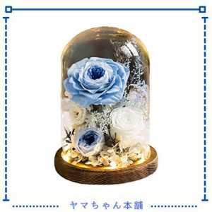 プリザード フラワー 枯れない花 お花 誕生日 ギフト 花 フラワー 薔薇 ドライフラワー ギフトガラスドーム LEDライト 手作りのお花 誕生