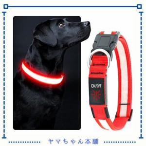 Kpuplol LED光る首輪，ライトUSB充電式，犬散歩夜ライト，長さ可調節，ナイロン光る首輪，小型犬中型犬 大型犬用安全犬用ライトナイトウ