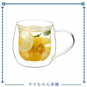 VKCHEF ダブルウォール グラス コーヒー カップ 270ml 1個ティーカップ 二重構造 耐熱 コップ 保温 保冷 マグカップ おしゃれ 花の形