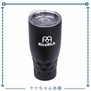 真空断熱タンブラー ふたつき ステンレス 二重構造 900ml ブラック RR RicoRich (RRWB11-BK-N)