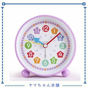 HOTIYOK 目覚まし時計 子供 知育時計 置き時計 子供 学習時計 アナログ時計 24時間表示 補助数字付き 静音 子供用 生徒用 目覚まし時計と