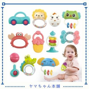 Qizebaby 赤ちゃんのおもちゃ がらがらのおもちゃ 12PCSの歯のおもちゃ 新生児用プレイセット 知育 おしゃぶり＆ラトル ベビー 6ヶ月 3ヶ