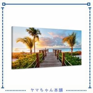 ポスター アートパネル ヤシ 絵画 海 ハワイ 風景画 壁掛け 室内装飾 木枠付きの完成品 (30x60cm x1Pcs)