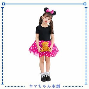 [MUXIU] ミニー 女の子 ハロウィン ミニーちゃん 仮装 子供 可愛い 人気 ドット柄 ワンピース コスプレ キッズ 半袖 パーティー イベント