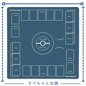 Dnoymab フルサイズ プレイマット カードゲーム 厚さ3mm ラバー プレイマット 2人用 滑り止め 収納バッグ き 60×60cm （紺）