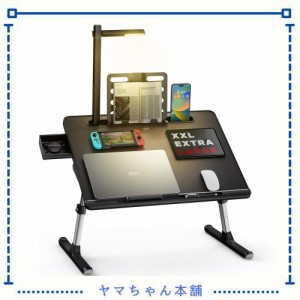 SAIJI ラップデスク 折りたたみテーブル LEDライト付け 収納可能 3段明るさ調整 ミニテーブル「安定性強化版」机 ローテーブル ベッドテ