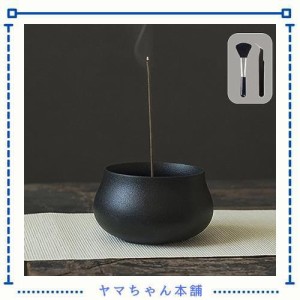 Nannlia [新]改良拡大 お香立て おしゃれ 陶器製 香炉 線香立て インテリア 高級 可愛 御洒落 和風 室内 仏壇用 (ブラック)