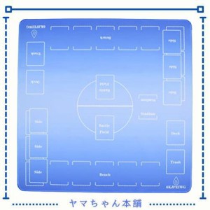 6KJFEIWGプレイマット カードゲームカード ラバープレ プレイマット滑り止め （60×60cm）ぷれいまっとマット 収納袋付き 端縫い（青い）