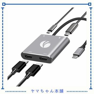 VCOM USB ハブ Type c HDMI 2ポート4-in-1 変換アダプター【 HDMI+HDMI 】hdmi分配 4K@60デュアル MST支持 Thunderbolt 3 対応 100W急速P