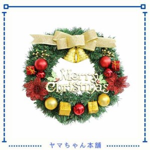 クリスマス リース 花輪 クリスマス リース クリスマスデコレーション用小物 正月飾り 壁掛け 花輪 ボール付き 正面玄関屋外の家の装飾の