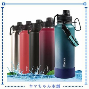 （Rhodes）水筒 1リットル 1000ml 直飲み 保温 保冷 ステンレス 大容量 真空二重構造 炭酸 漏れなし,含むパラコード ストラップ 水筒カバ