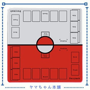 Dnoymab フルサイズ プレイマット カードゲーム ラバー プレイマット 2人用 滑り止め 収納バッグ き 60×60cm (赤/白)