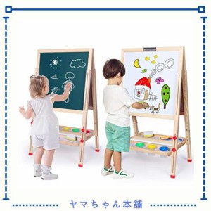 お絵かきボード 子供黒板 ホワイトボードイーゼル木製 【高さ調整可能】【折りたたみ式 】収納トレイ付き 落書き 子供たちが学ぶのを助け