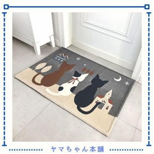 玄関マット ねこ柄 ラグマット 猫柄 室内 屋内 おしゃれ かわいい カーペットリビング対応 キッチンマット 洗面所マット 玄関まっと 洗え