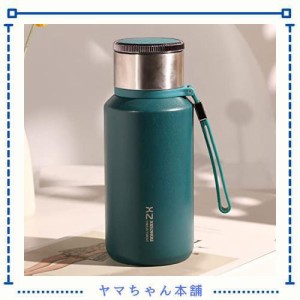 Catpaw 水筒 茶水分離 600ml-1リットル マグカップ フィルター付きカップ蓋 すいとう オシャレボトル 蓋付き 保温 保冷（600ml 緑3）