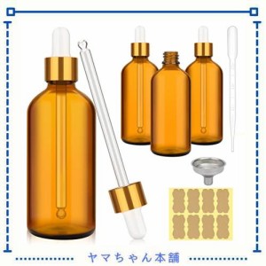 ComSaf 遮光瓶 スポイト 100ml アロマ用遮光瓶 遮光ビン アロマオイルボトル 精油ボトル 茶色 4本